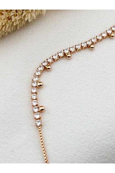 Siya Silver Zircon Stone Dorika Steel Anklet with Topcuk