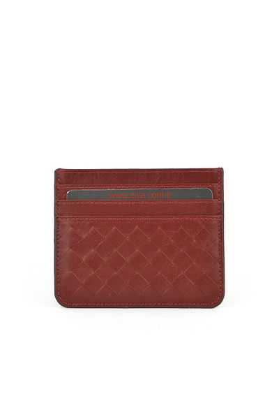 Ziya , Unisex Genuine Leather Card Holder 1539852Z06 Red Brown