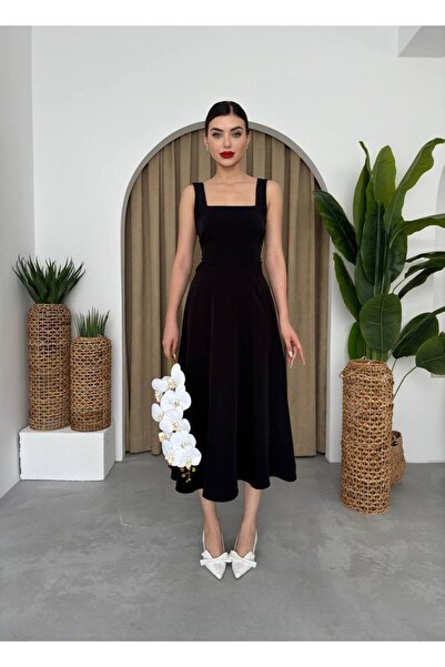 EtikaOnline Calliope Kare Yaka Midi Boy Elbise