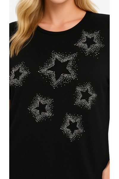 Mivoon Μπλούζα με μανίκια από μπαμπού με λεπτομέρεια από πέτρα σε σχήμα αστεριού M-6XL