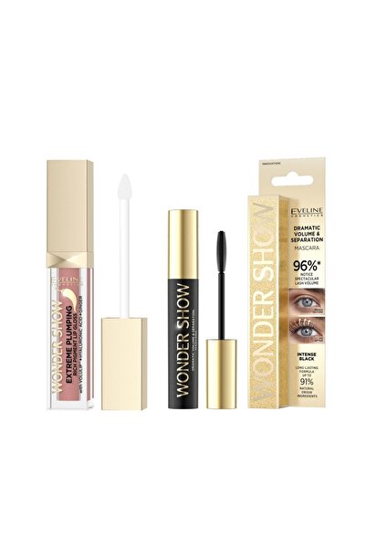 Eveline Cosmetics Σετ Eveline Wonder Show με Volume Lip Gloss 02 Dream Nude και μάσκαρα για όγκο και διαχωρισμό