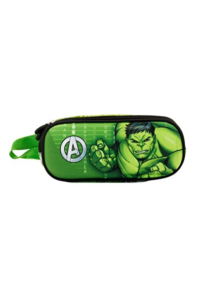Marvel Penar scoala Avengers - Hulk, design 3D, 2 compartimente, dreptunghiular, 22 x 9.5 x 6.5 cm