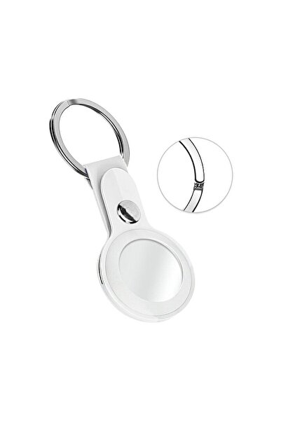 Bibilel Silicone case compatible with Apple AirTag, keyring, White, ATX-BBL4302
