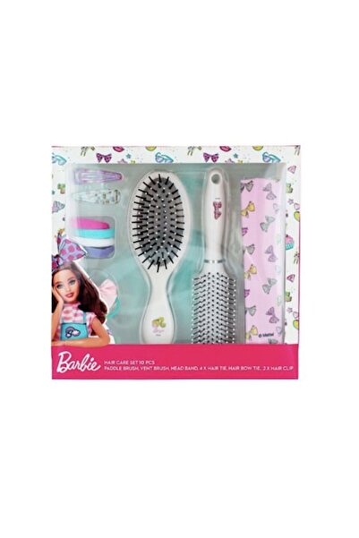 Barbie Hair Styling Set for Girls with 10 Pieces, White-Pink