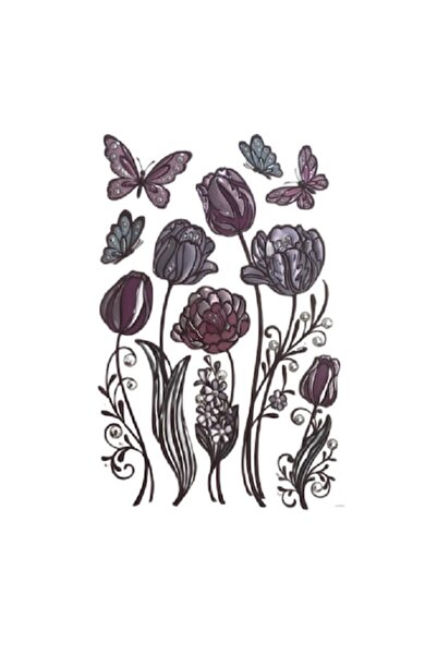 Bibilel Sticker de perete Flori si Fluturi, 60 x 32 cm, Multicolor