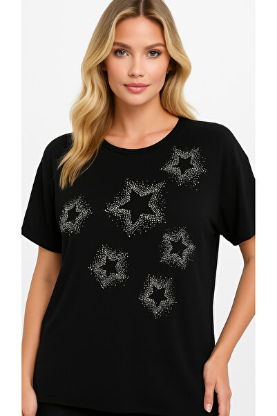 Mivoon Μπλούζα με μανίκια από μπαμπού με λεπτομέρεια από πέτρα σε σχήμα αστεριού M-6XL