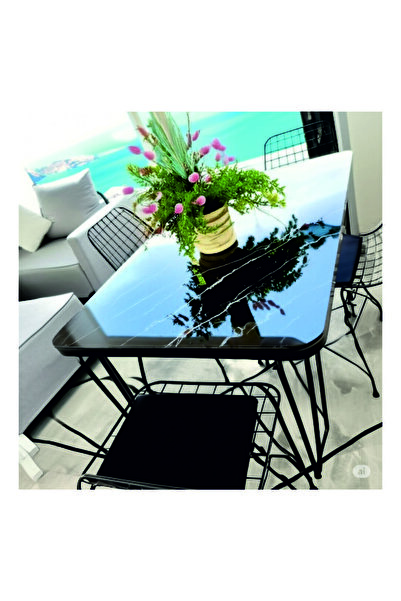 dedeler dekor Siyah Metal Ayaklı 60x120 Cm Kalınlıklı (TEK MASA) SİYAH MERMER...