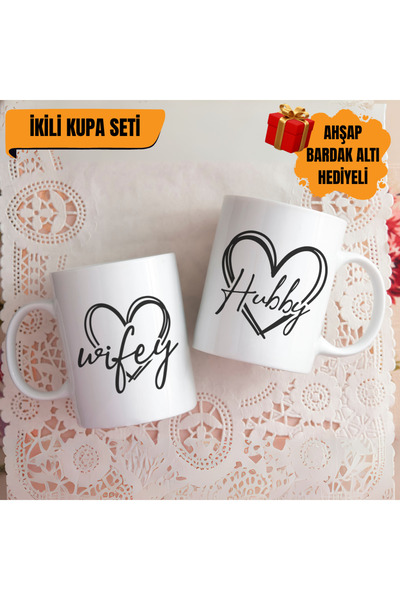 giftkonsept كوب مطبوع على شكل زوجين رومانسيين من Wifey Hubby Wife Hubby