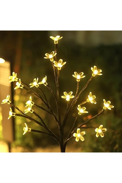 SD WORKS Güneş Enerjili 20 Led Gün Işığı Renginde Kiraz Çiçeği Dış Mekan Bahç...