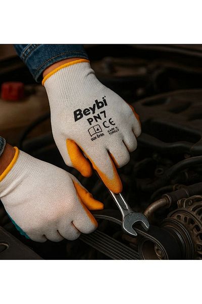 MG HOME 2 Pieces Code Pn7 Beybi Work Gloves Repair Gloves Code Beybi Pn7 Polyester Knitted