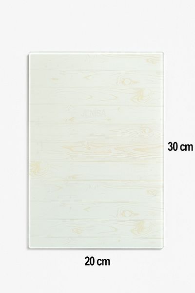 Jenisa Glass Cutting Board Non-Slip Base 30X20Cm - Cream