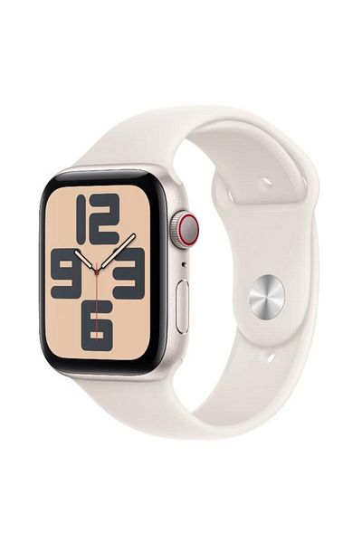 Apple Smartwatch Watch SE (2024), GPS, Cellular, Carcasa Starlight Aluminium 44mm, ecran LTPO OLED,