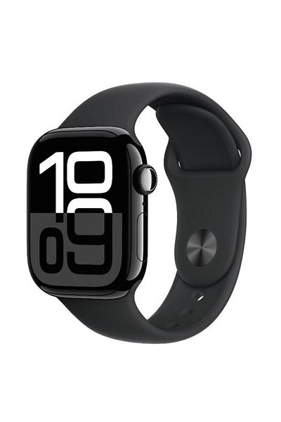 Apple Smartwatch Watch 10 GPS, Jet Black Aluminium 42mm, LTPO OLED, 64GB, Silicone Band S/M (Black)