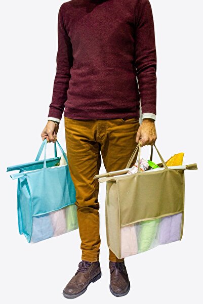 Helen's Home 4'lü Set Katlanabilir Alışveriş Bez Çanta Pazar Arabası Çantası