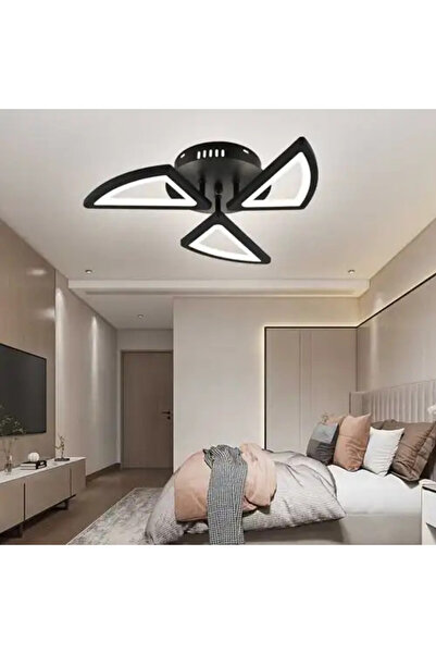 LED CONCEPT Lustra LED cu 3 tipuri de lumina si telecomanda, neagra, asimetri...