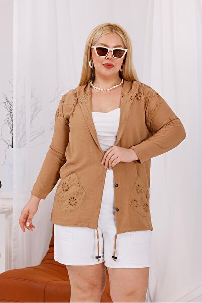 Siyezen Büyük Beden Fisto Detaylı Ayrobin Kumaş Bluz