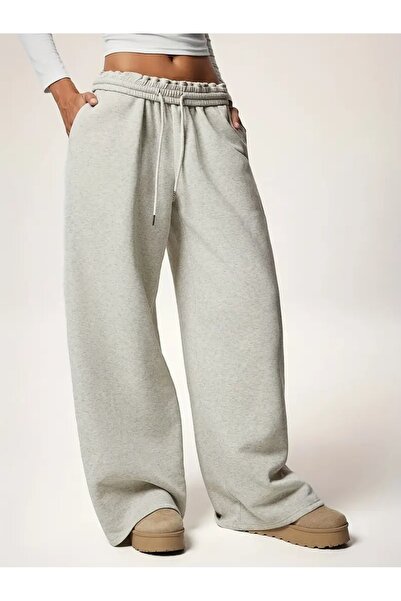 LOSSİA Kadın Gri Baggy Büyük Beden Bol Kesim Kaliteli Esnek Rahat Kumaş Eşofman Altıııııı dfghdfhYUS