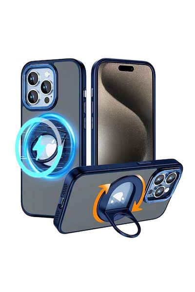 OEM Husă de protecție pentru iPhone 15 Pro Max, UltraX, seria MagSafe Ghost Holder, G490, albastru mat