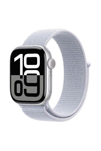 Apple Smartwatch Watch 10 GPS, Silver Aluminium Case, 42mm, 64GB, Blue Cloud Sport Loop