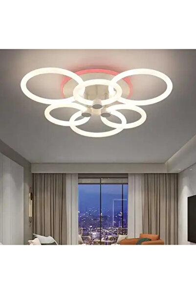 LED CONCEPT LED chandelier with 3 types of light and remote control, white, round, 118W, dimmable + RGB, 60x60x13cm