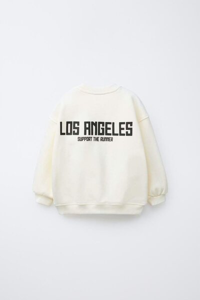 Magu Boy's Cotton Ecru 8 Printed Sweatshirt and Tracksuit Bottom Set