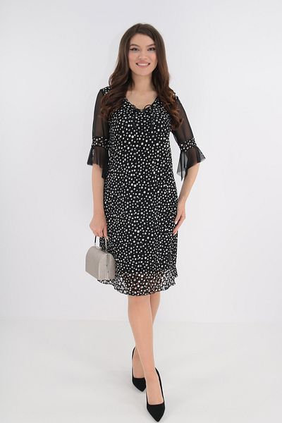 Vanessa Line RO Black lace dress with white polka dots