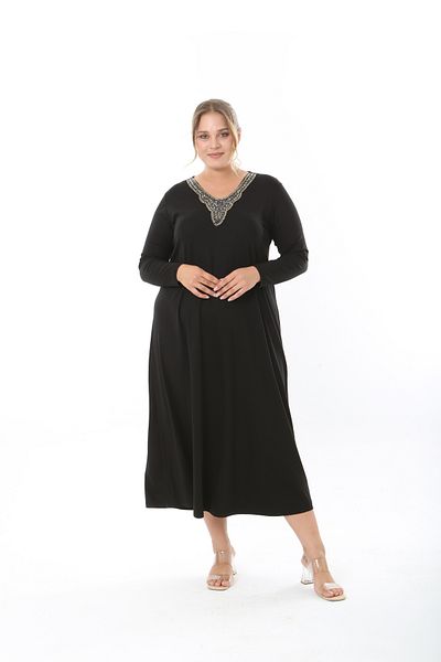 XL Modam Women's Lycra Viscose Collar Stone Plus Size Dress