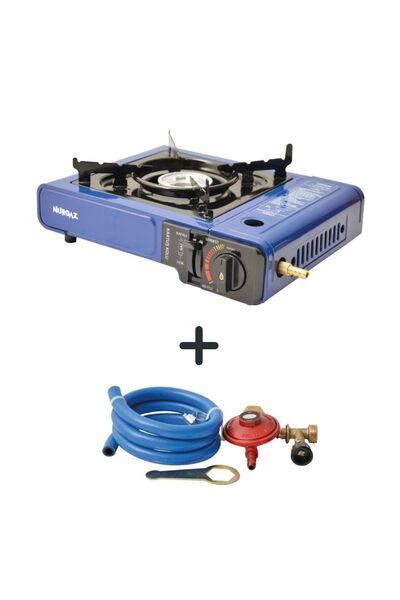 NURGAZ Tekli Portatif Ocak Mavi+Hortum Dedantör Set