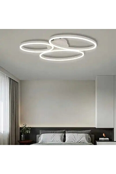 LED CONCEPT LED chandelier with 3 types of light and remote control, white, oval, 43W, dimmable, 63x46x5cm