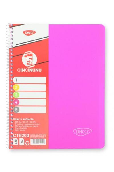 Daco Caiet A4 200 file 5 subiecte Eminent, roz