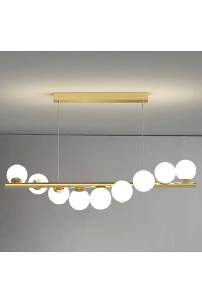 LED CONCEPT Chandelier with lampshades, golden, linear, 155x30x100cm, bulb type 11xG9
