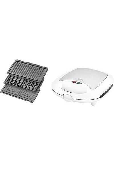ECG Sandwich maker S 399 3in1, white, 700W, 3 types of removable plates