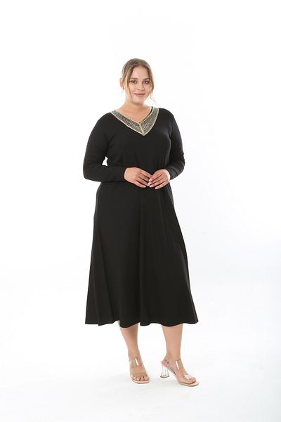 XL Modam Women's Lycra Viscose Collar Stone Plus Size Dress