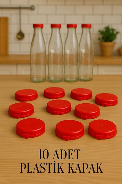Tanemce 10 Pieces Glass Milk, Buttermilk, Soft Drink Bottles Suitable Cover 45 mm Plastic Leakproof Snap-On Cover