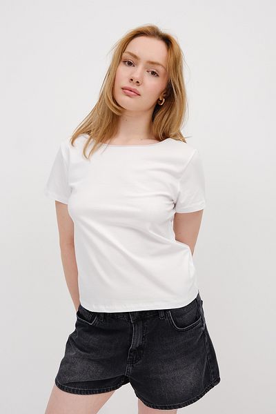 Addax Boat Neck Basic T-Shirt P1805