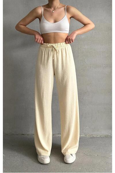 Pubi Fitting in Plus Size High-Waist Elastic Women's Palazzo Spider Fabric Pants