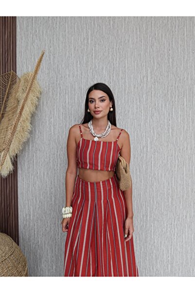 ESRAHELVACI Striped Crop Skirt Set