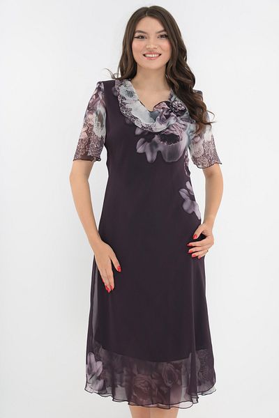 Trend Land Elegant purple veil dress with gray flowers