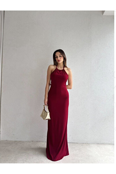 Klex فستان نسائي طويل برباط من الخلف وفتحة رقبة واسعة - أسود |   النعناع الأخ...