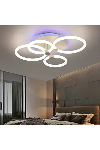 LED CONCEPT LED chandelier with 3 types of light and remote control, white, round, 70W, dimmable + RGB, 55x55x13cm