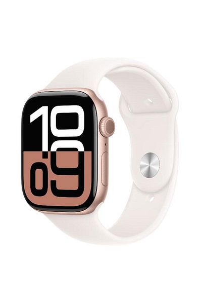 Apple Smartwatch Watch 10 GPS, Rose Gold Aluminium 46mm, LTPO OLED, 64GB, Silicon Light Blush Sport