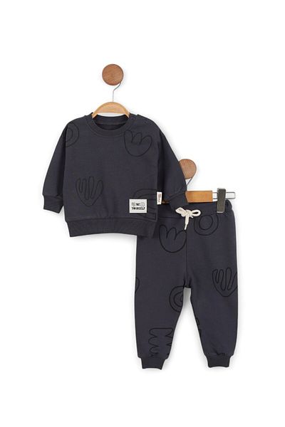 Egelite Boys 2-3-4-5-6 Years Old Printed Crew Neck Seasonal Bottom Top Tracksuit Set