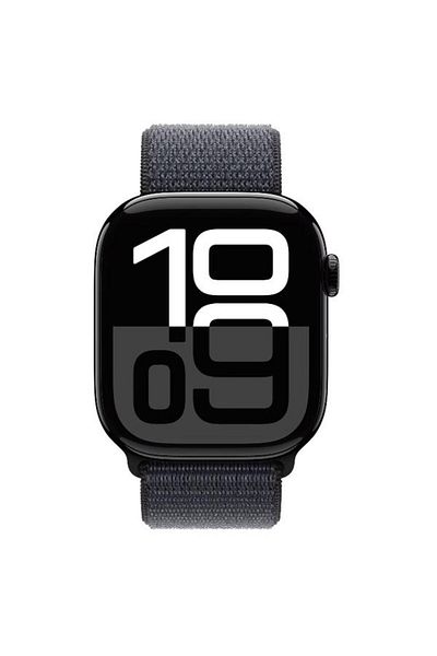 Apple Smartwatch Watch 10 GPS, Carcasa Jet Black Aluminium 46mm, ecran LTPO OLED, 64GB, curea Ink Sp