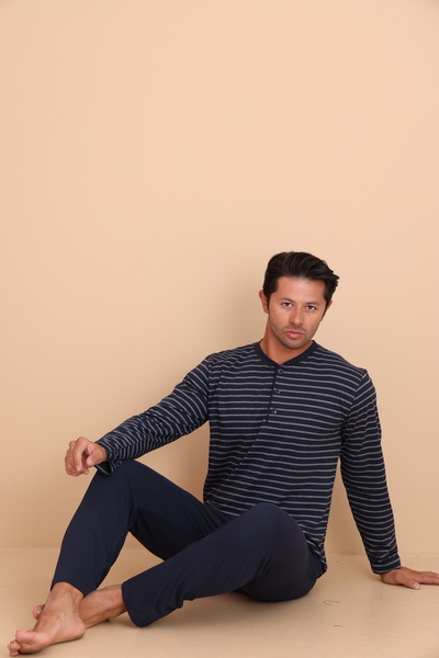 Redline Heat Regular Lacivert Erkek Uzun Kol Pijama Takımı