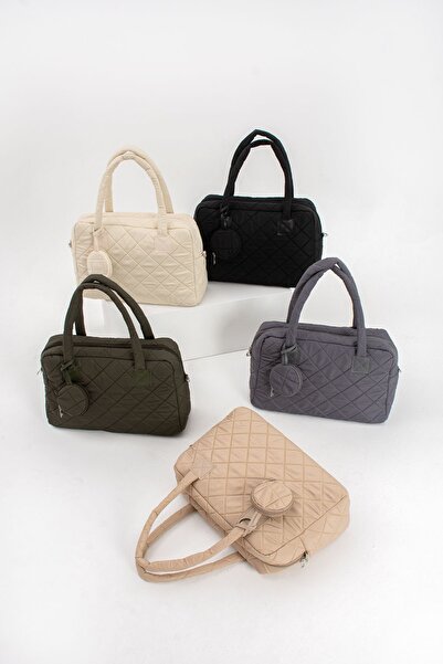 mugalas Beige Women's Large Size Soft Handbag and Crossbody Shoulder Bag Width:45 Length:30 Depth:15