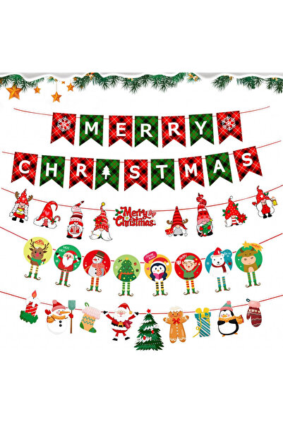 WELLXUNK Set de 4 decorațiuni de Crăciun, carton, multicolore