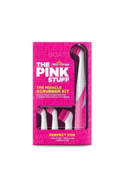 THE PINK STUFF فرشاة التنظيف بينك ستاف مع 4 رؤوس تعمل بالبطارية مبتكرة وفعالة...