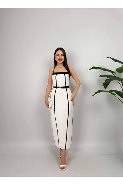 Fade biye detaylı elbise