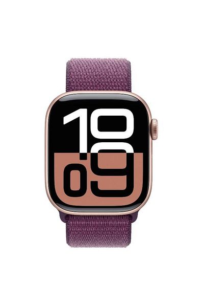 Apple Smartwatch Watch 10 GPS, Rose Gold Aluminium 42mm, LTPO OLED, 64GB, Plum Sport Loop (Pink/Maro