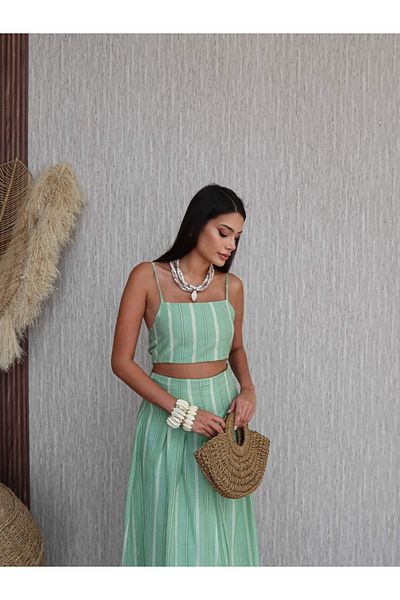 ESRAHELVACI Striped Crop Skirt Set